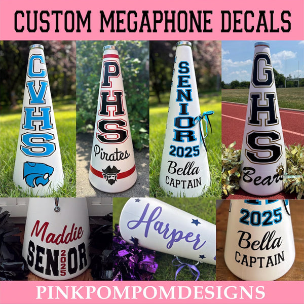 Custom order - FREE SHIPPING - custom decals for cheer megaphones
