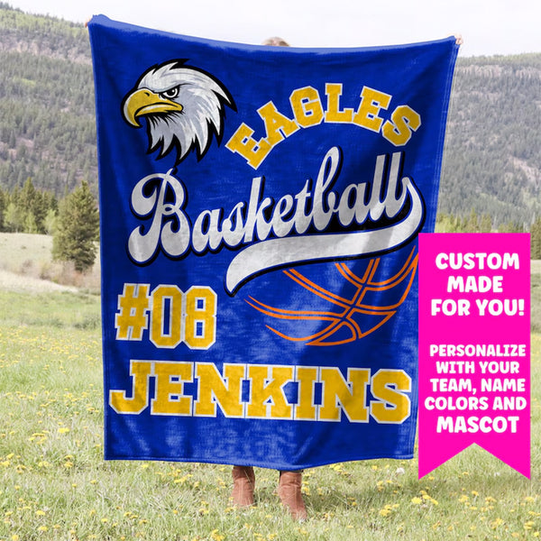 Basketball Blanket Personalized Senior Gift Custom Team Gift Name on Blanket