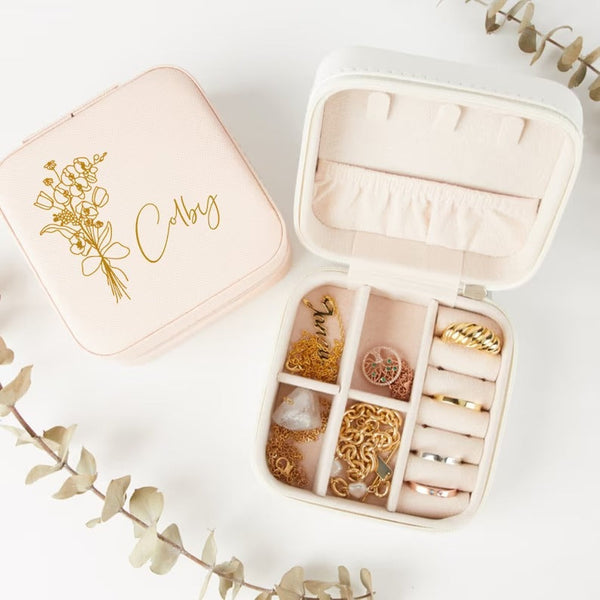 Custom Jewelry Box with Name, Jewellery Travel Case, Jewellery Ring Box,Bridesmaid Gifts