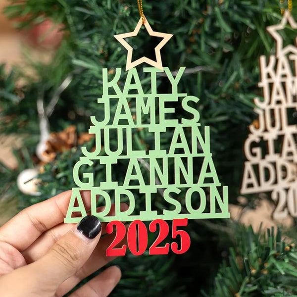Family Christmas Ornament, Custom Christmas Tree Name Decoration