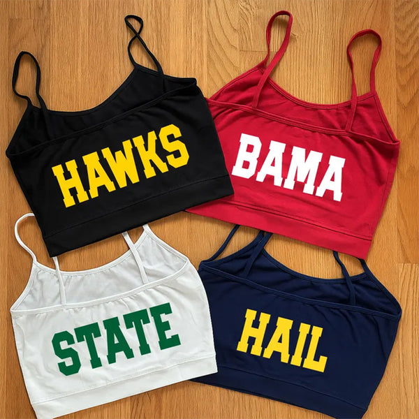Custom College Team Crop Top, Personalized University Tank Top