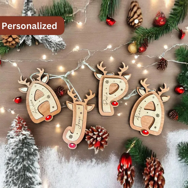 Reindeer letter ornaments personalized stocking tags for Christmas gifts name tags