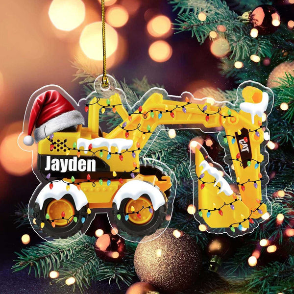 Personalized Excavator Christmas Ornament, Construction Truck Ornament