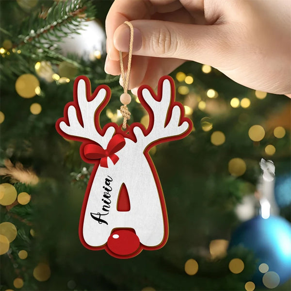 Personalized Christmas Letter Ornament 2025 Custom Family Initial Reindeer Decoration