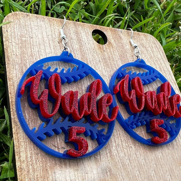 Baseball Earrings with Player Name and Number