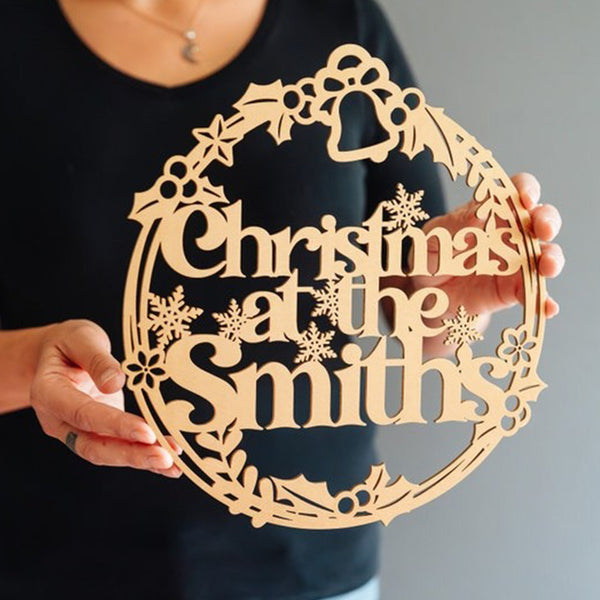 Personalised Christmas Wreath Sign