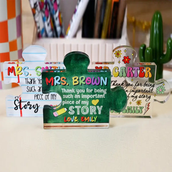 Personalized Teacher Appreciation Gift Puzzle Piece, Custom Acrylic