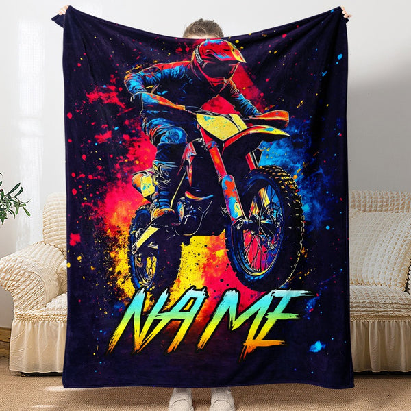 Custom Name Motorcycle Lovers Flannel Blanket