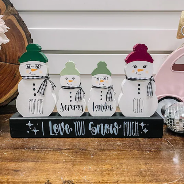 Personalized Snowman Block - Chunky Snowman Blocks
