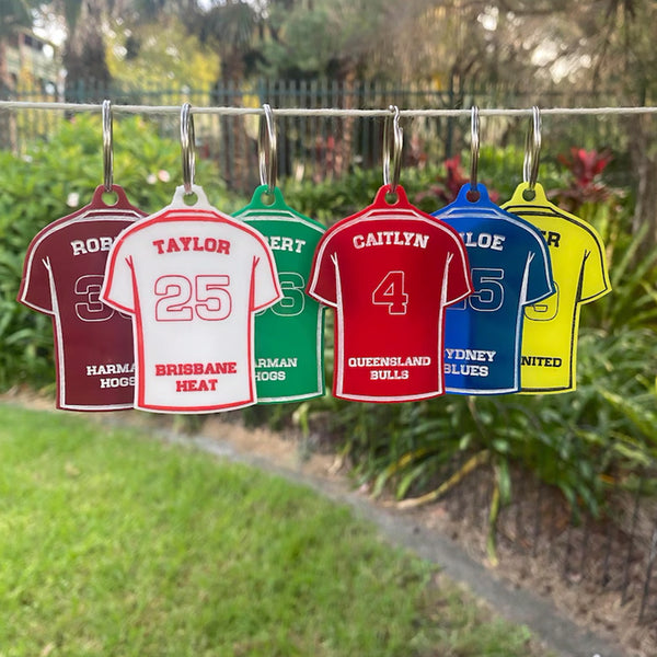 Personalized Sports Jersey Acrylic Bag Tags Custom Name & Number Keychain