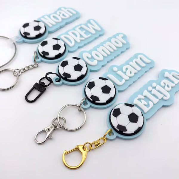 Personalized Soccer Name Tag Keychain | Youth Sports Team Equipment Bag Player Name Tag