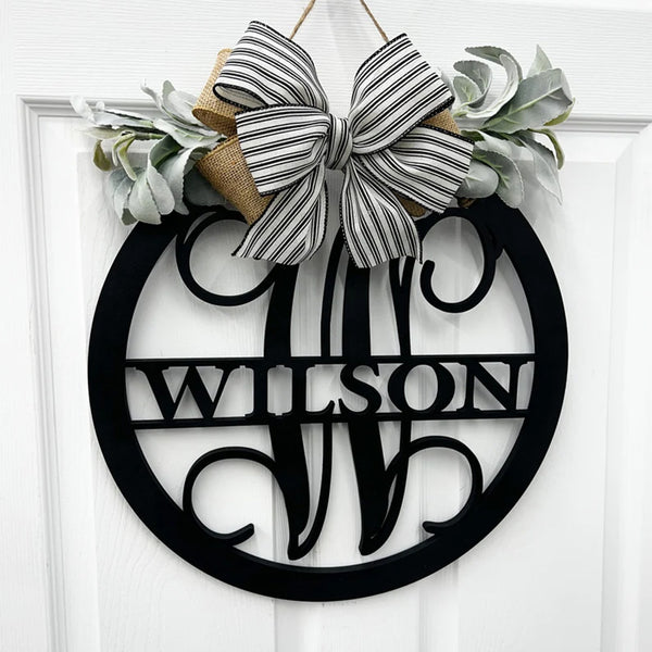 Last name door sign Initial Door Wreath Personalized front door