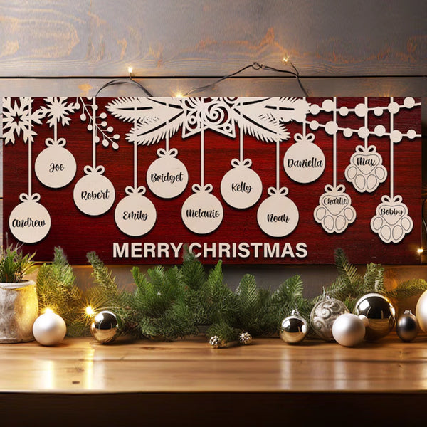 Family Christmas Decoration, Personalized Christmas Name Sign