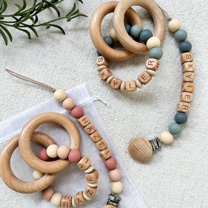 Customized Pacifier Clip and Rattle set|Custom Baby shower Gift ...