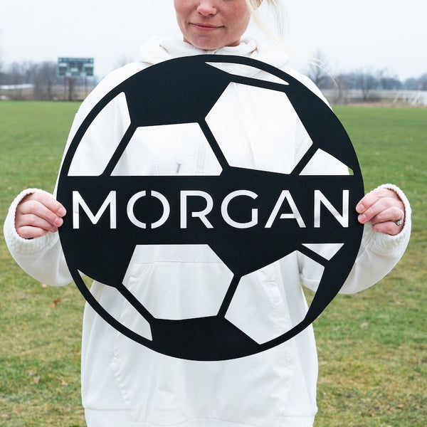 Personalized Soccer Ball Name Sign, Metal Wall Art, Soccer Name Sign