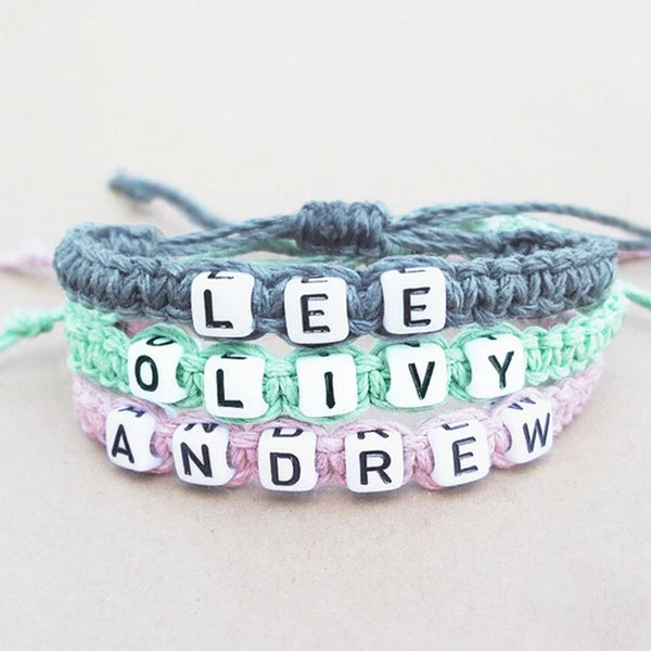 Custom Hemp Bracelet  Personalized Name Word Bracelet