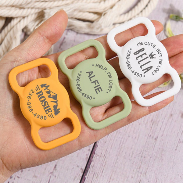 Pet AirTag Collar Holder,Slide on Dog Name Tag,Custom AirTag Cat Collar