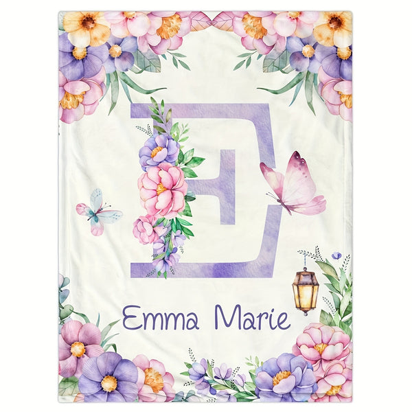 Personalized Floral Name Blanket