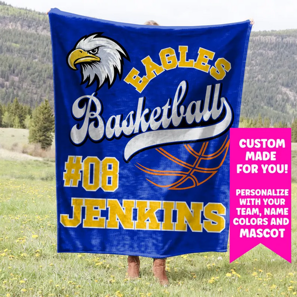 Basketball Blanket Personalized Senior Gift Custom Team Gift Name on Blanket