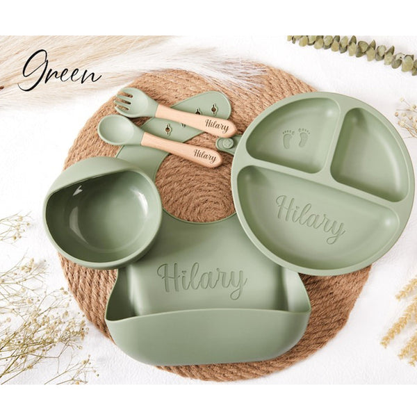 Personalized Silicone Weaning Set,Cartoon Weaning Set for Toddler Baby Kids