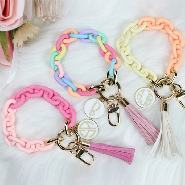 Personalized Chunky Chain Link Wristlet Keychain