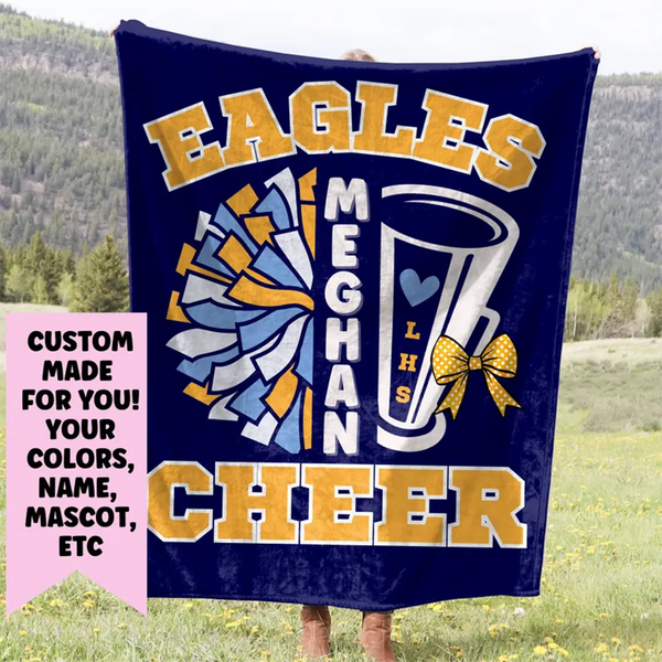 Cheerleader Blanket, Personalized Cheerleading Gift For Competitive Cheer or Senior Gift