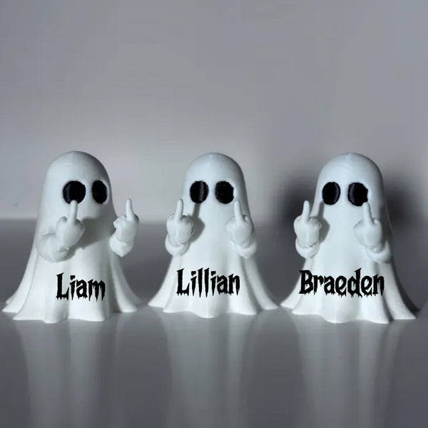 Personalized  Funny Middle Finger Ghost Figurine: Spooky 3D Printed