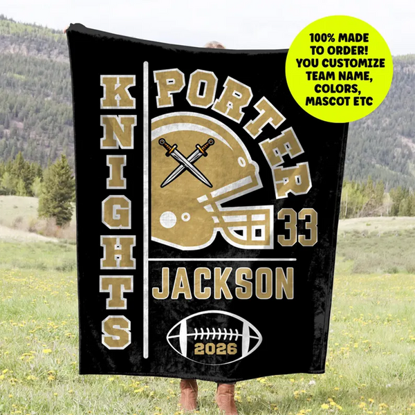 Football Blanket for High School Player, Senior Night Gift Idea for Team