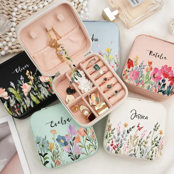 Travel Jewelry Box with Name,Birthday Christmas Gift for Women