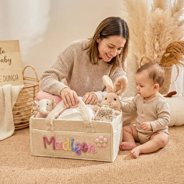 Personalized Knit Diaper Caddy Organizer
