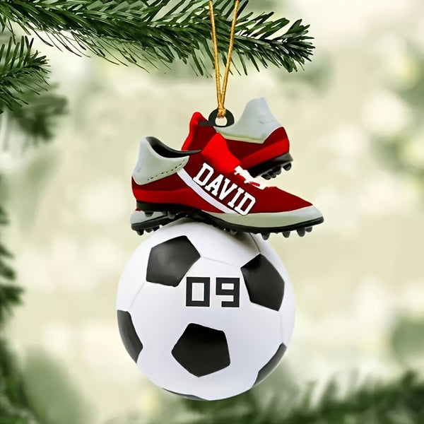 Personalized Soccer Christmas Ornament - Custom Name & Number