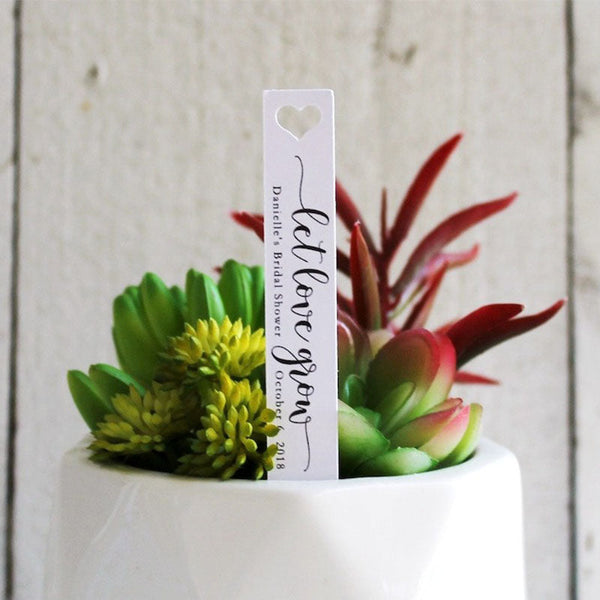 Let Love Grow Succulent Tag Succulent Stakes Wedding Favors Bridal Shower Favor