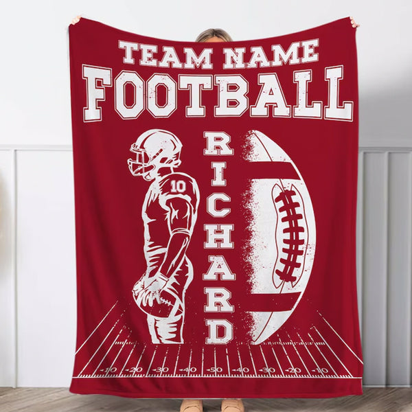 Custom Football Blanket with Name and Number