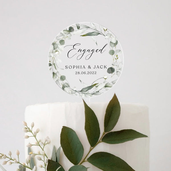 Personalised Engagement Cake Topper, EngagedCake Topper, Special Date Acrylic Cake Topper