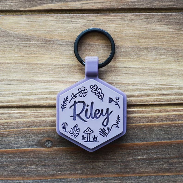 Silicone Dog ID  Hexagon Pet ID Engraved Pet Tag
