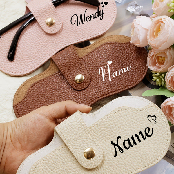 Customizable Soft Faux Leather Eyeglass Case with Name