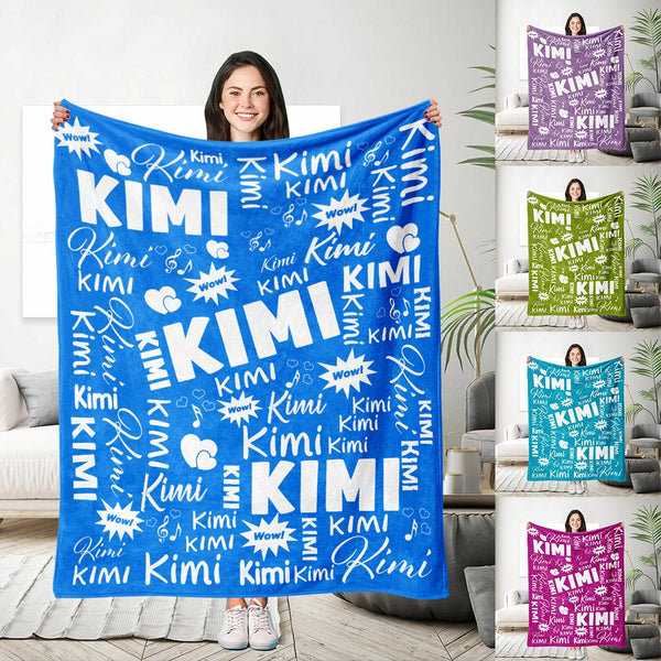 Customized Name Throw Blanket, Personalized Soft Flannel Fleece