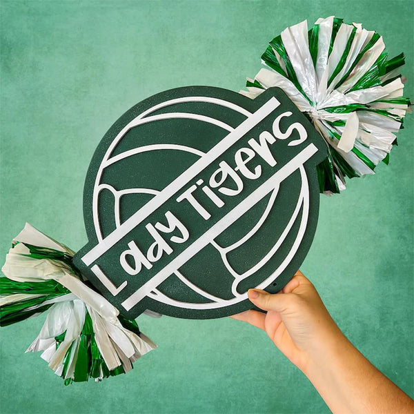 Volleyball Cheer Stick – Custom Spirit Sign with Pom Poms