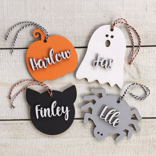 Large Boo Basket Tags - Personalized Wood Halloween tags or decor