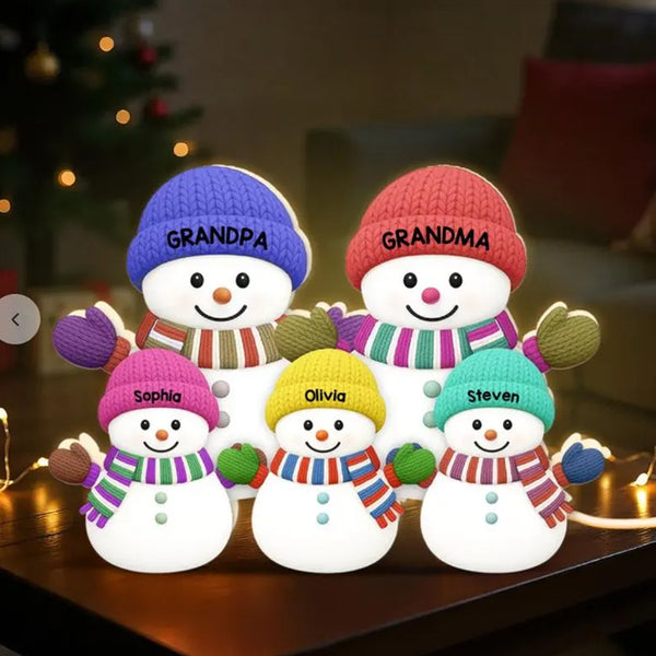 Christmas Grandma Grandkids Snowman Together Personalized LED Light Box