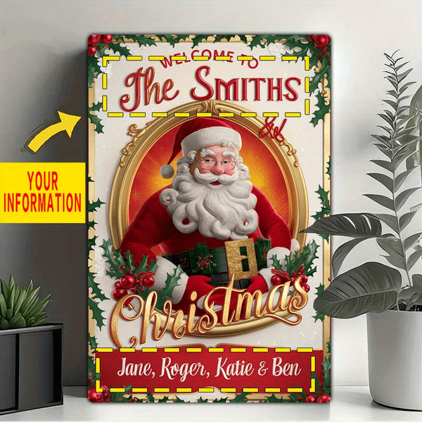 Personalised Metal Sign Custom Name Text Christmas Sign Metal Wall Door Decor