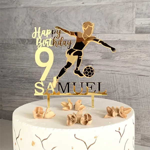 Custom Soccer Cake Topper – Personalized Name & Age