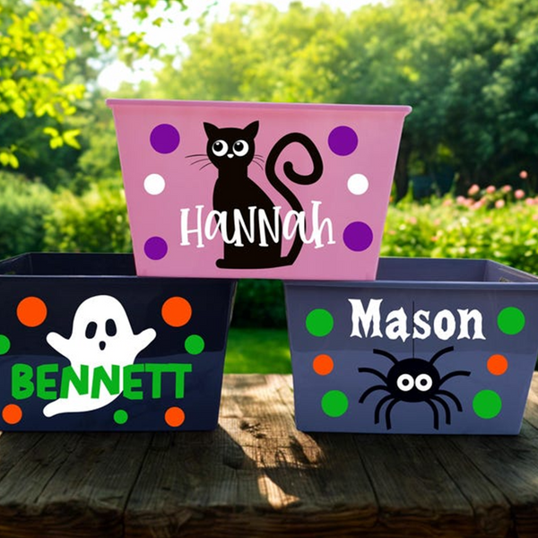 Custom Name Kids Halloween Boo Baskets Halloween Gift Bucket
