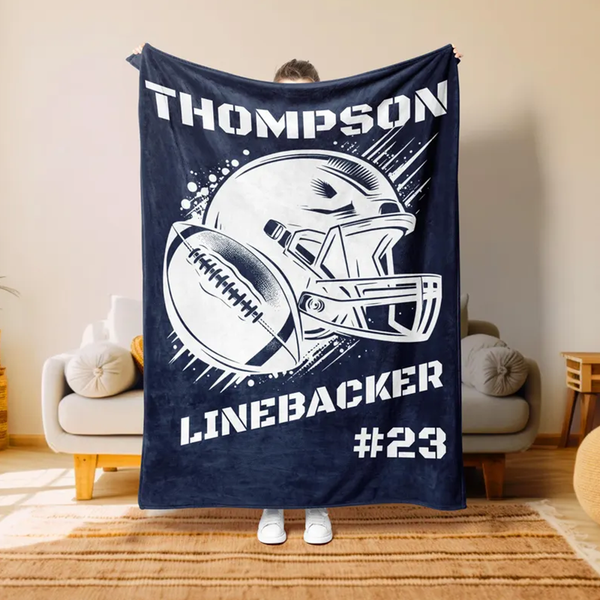 Football Blanket, Gift For Mom, Personalized Football Blanket