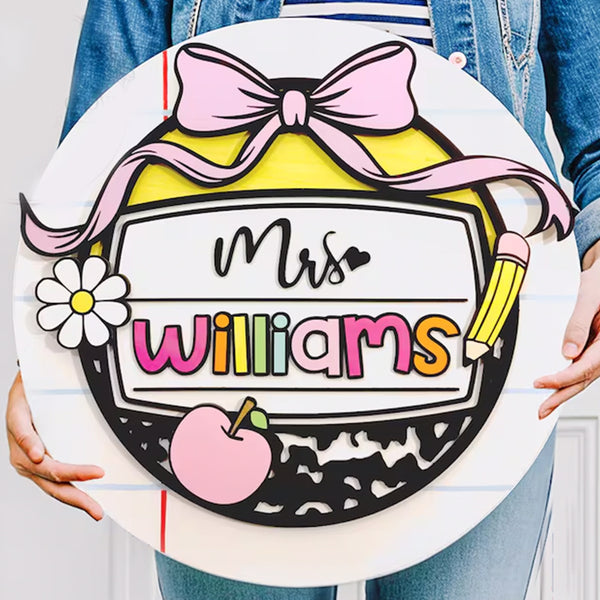 Door Welcome Sign, Teacher Name, Composition Decor