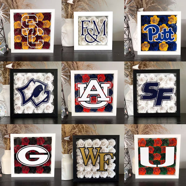 Flower Shadow Box - College Logo - Graduation Gifts