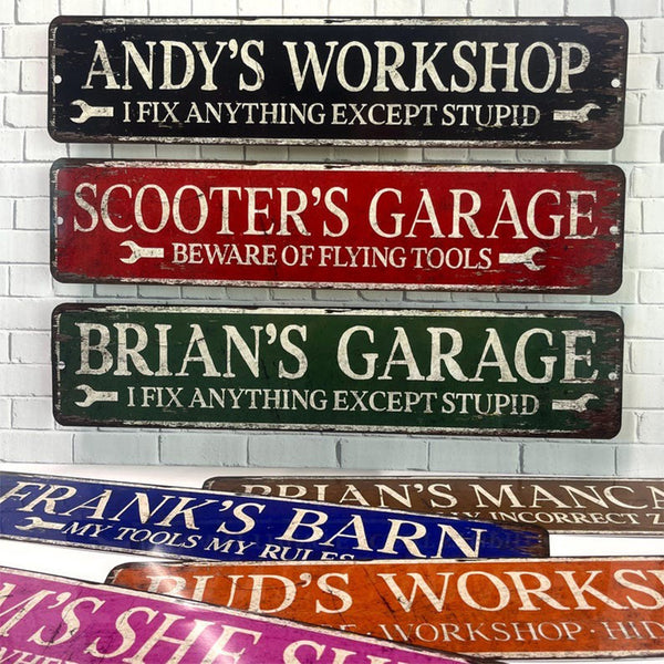 Personalized Garage Sign, Custom Workshop Decor