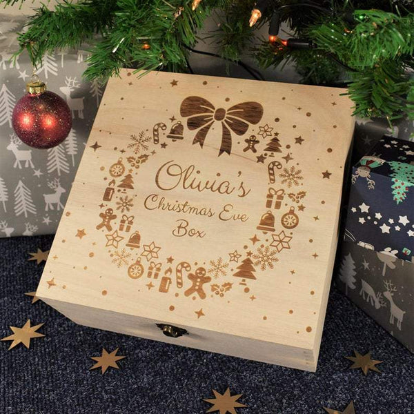 Engraved Christmas Eve Box-Wooden Christmas Box for Children