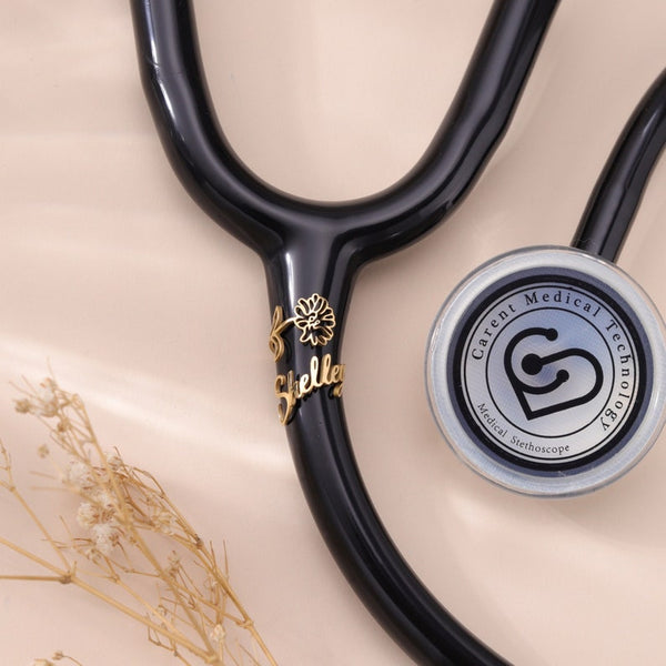 Stethoscope Personalized Name Tag with Birthflower