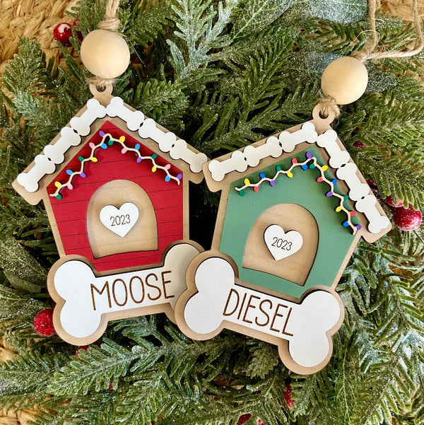 Custom Pet Ornament, Dog Ornament, Dog House Ornament